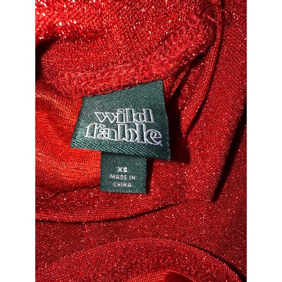 Red sparkly Xs wild fable target fit flare long sleeve dress lurex nwot holiday - Picture 5 of 5